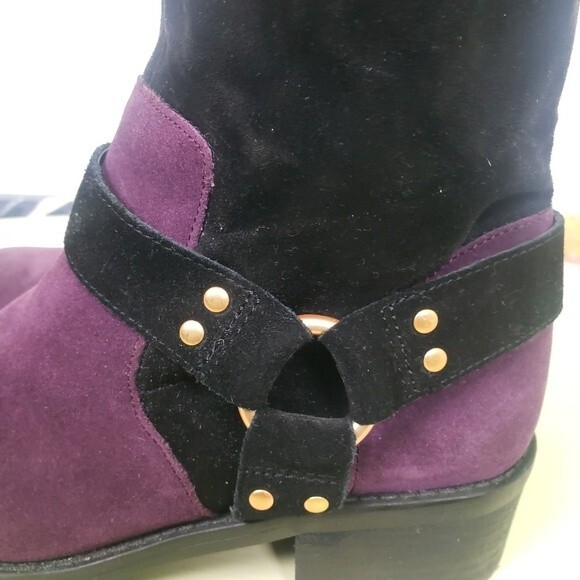 Lori Goldstein Women's Purple Black Color Block Heeled Boots Size 6M - Picture 6 of 11